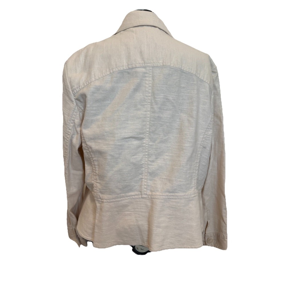 Blazer 20W Beige Linen Lined 3-Button Jacket Decorative Pockets PTP 25" - Picture 6 of 11